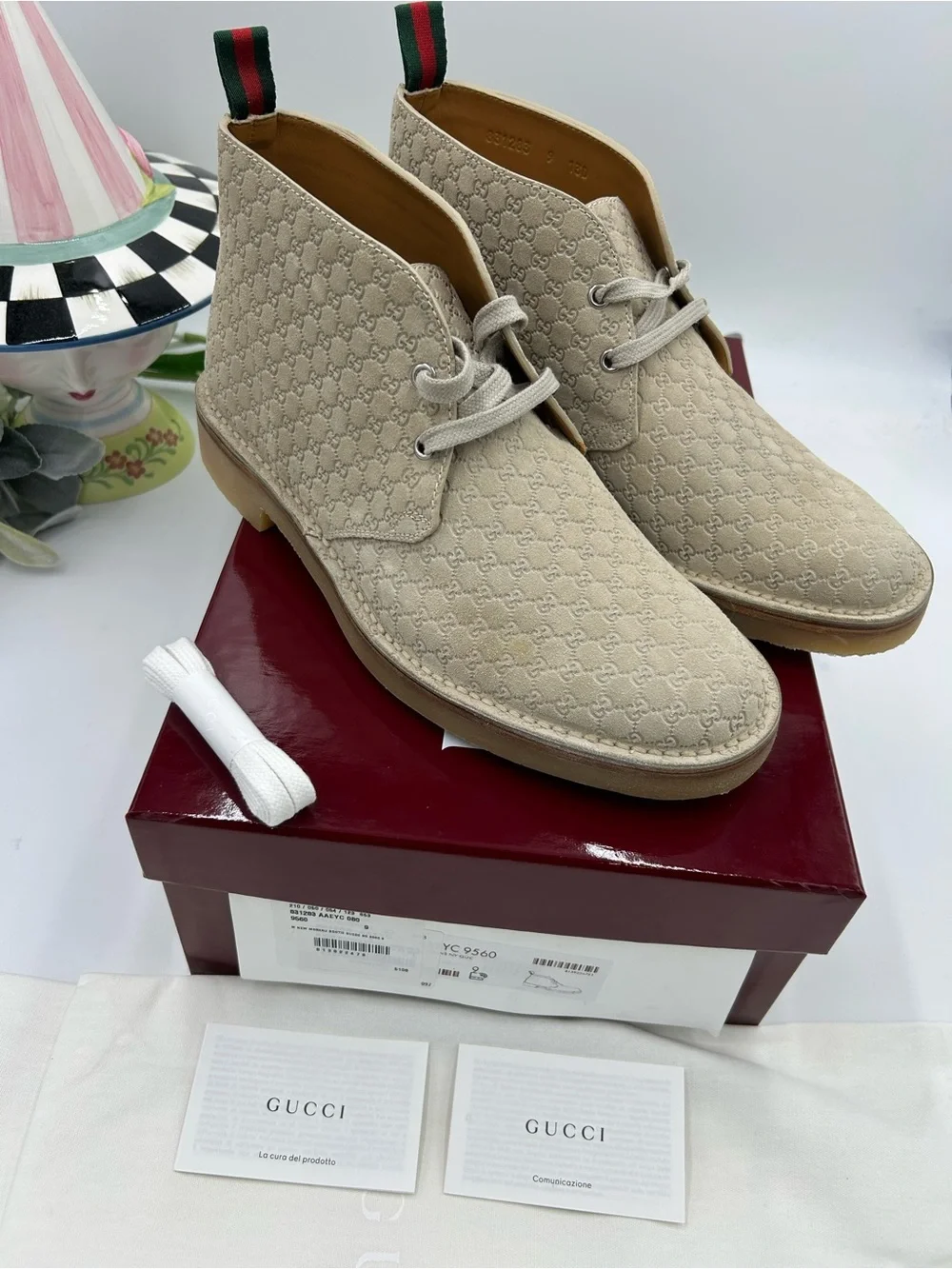 Men's Gucci GG monogram desert boots size 9 fits 10 US made in Italy